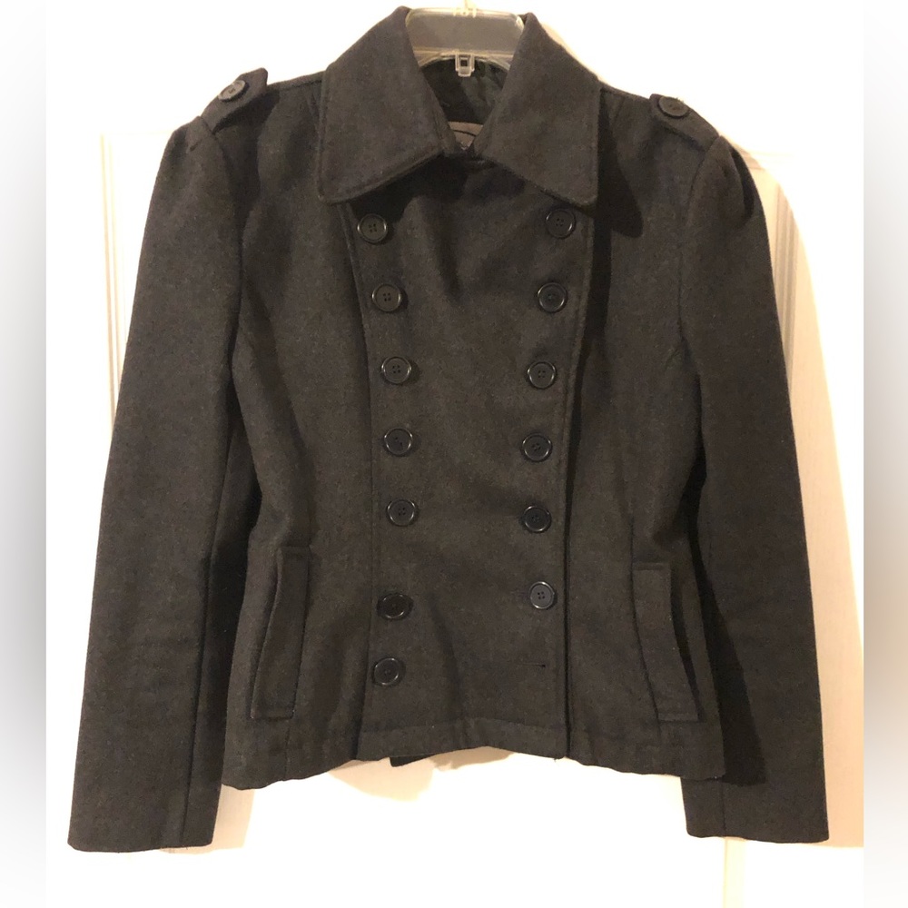 Women’s Wool Double Breasted Coat- Size L - Smoke Gray